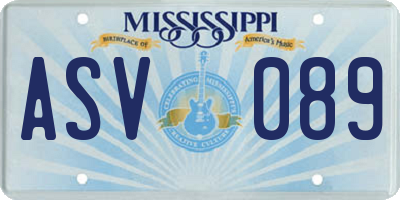 MS license plate ASV089