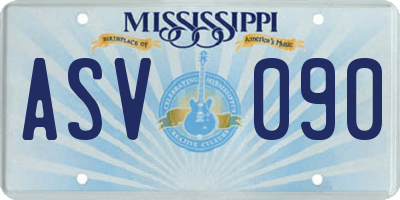 MS license plate ASV090