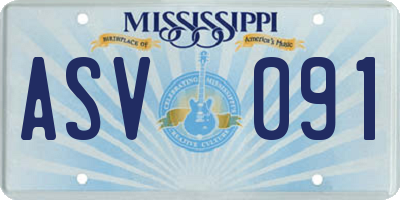 MS license plate ASV091