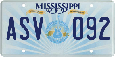 MS license plate ASV092