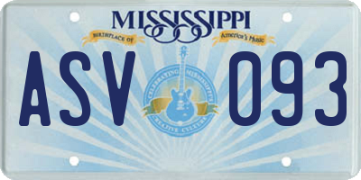 MS license plate ASV093
