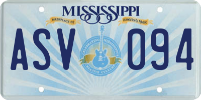 MS license plate ASV094
