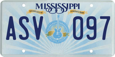 MS license plate ASV097