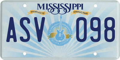 MS license plate ASV098