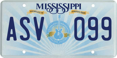 MS license plate ASV099