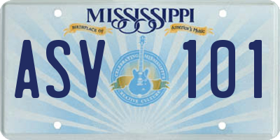 MS license plate ASV101