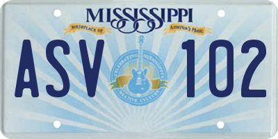 MS license plate ASV102