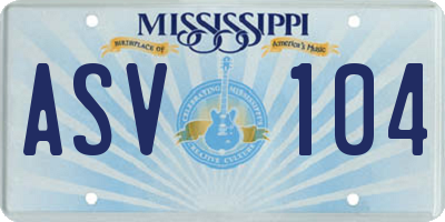 MS license plate ASV104