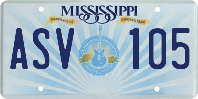 MS license plate ASV105