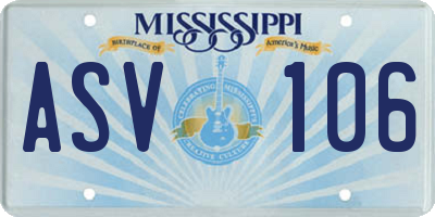 MS license plate ASV106