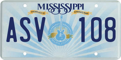 MS license plate ASV108