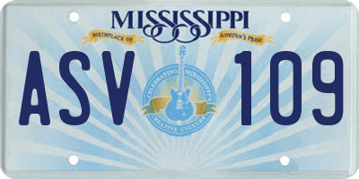 MS license plate ASV109