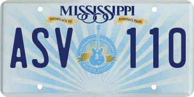 MS license plate ASV110