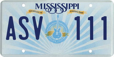 MS license plate ASV111