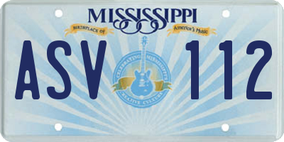 MS license plate ASV112