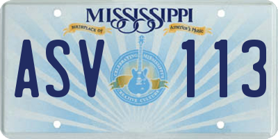 MS license plate ASV113
