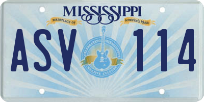 MS license plate ASV114