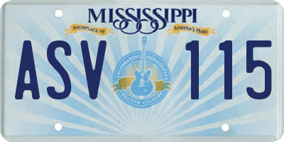 MS license plate ASV115