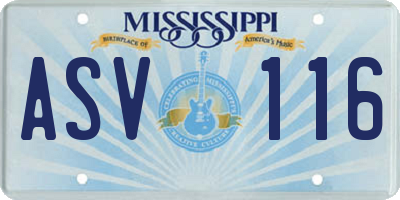 MS license plate ASV116