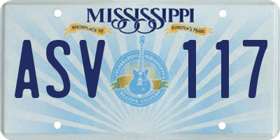 MS license plate ASV117