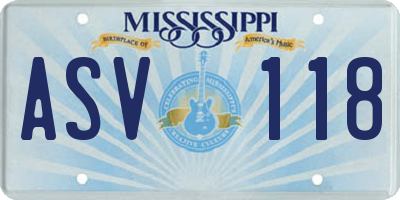 MS license plate ASV118