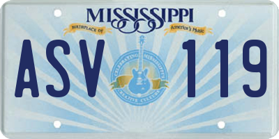 MS license plate ASV119