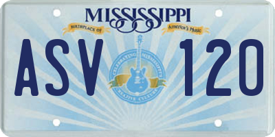 MS license plate ASV120