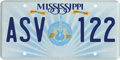 MS license plate ASV122