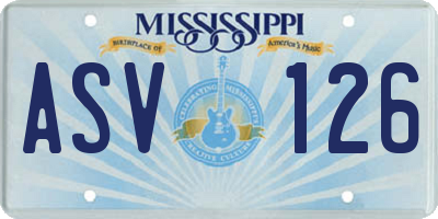 MS license plate ASV126