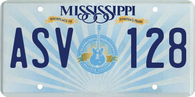 MS license plate ASV128