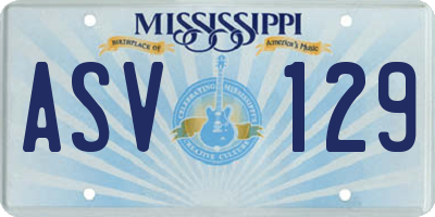 MS license plate ASV129