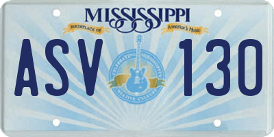 MS license plate ASV130