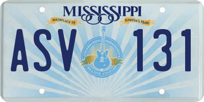 MS license plate ASV131