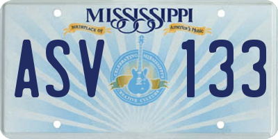 MS license plate ASV133