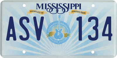 MS license plate ASV134
