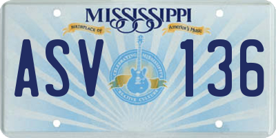 MS license plate ASV136