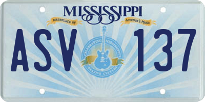 MS license plate ASV137