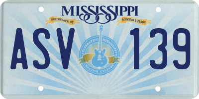 MS license plate ASV139