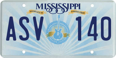 MS license plate ASV140
