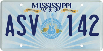 MS license plate ASV142