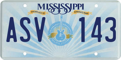 MS license plate ASV143