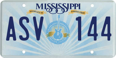 MS license plate ASV144