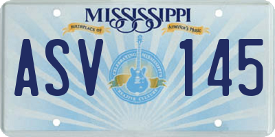 MS license plate ASV145