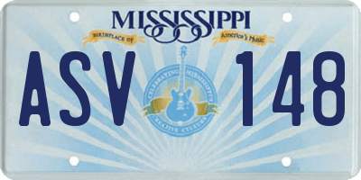 MS license plate ASV148