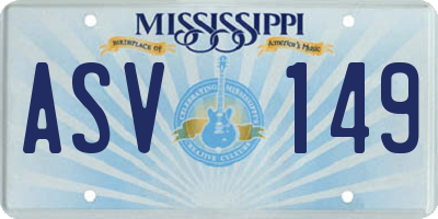 MS license plate ASV149