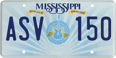MS license plate ASV150