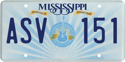 MS license plate ASV151
