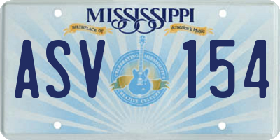 MS license plate ASV154