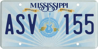 MS license plate ASV155