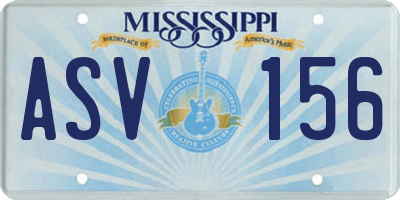 MS license plate ASV156